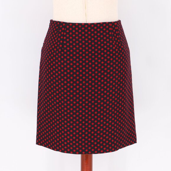 NWT TALBOTS Wool Blend Polka Dot Pencil Skirt in Navy & Red Size 10 - Picture 3 of 8